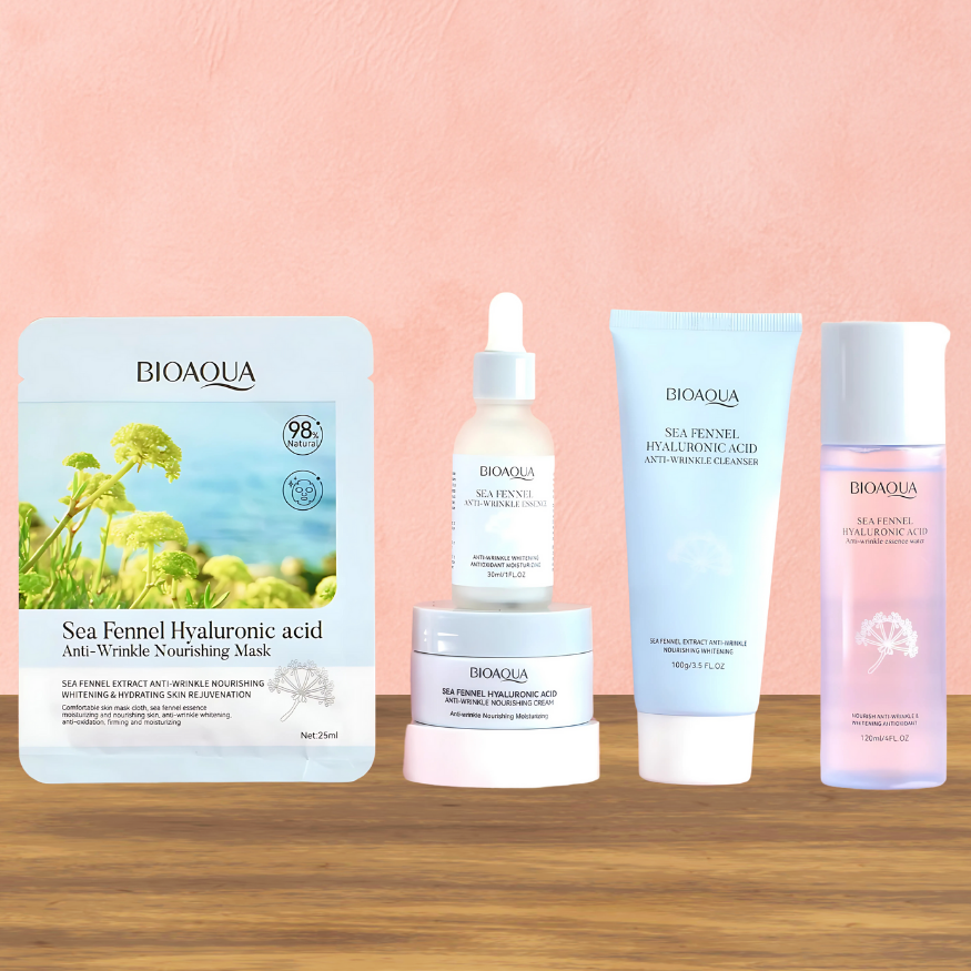 💧 Kit Facial Antiedad Reafirmante con Ácido Hialurónico – BioAqua (5 productos)